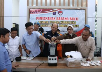 Polda Kaltim Musnahkan Barang Bukti Tindak Pidana Narkotika 1,355 Kg Sabu dan Ganja 999 Gram